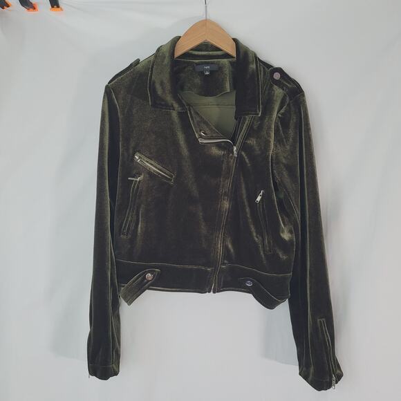 Fate- Zip up biker jacket Large Green Women's with velvet like material - Picture 2 of 8